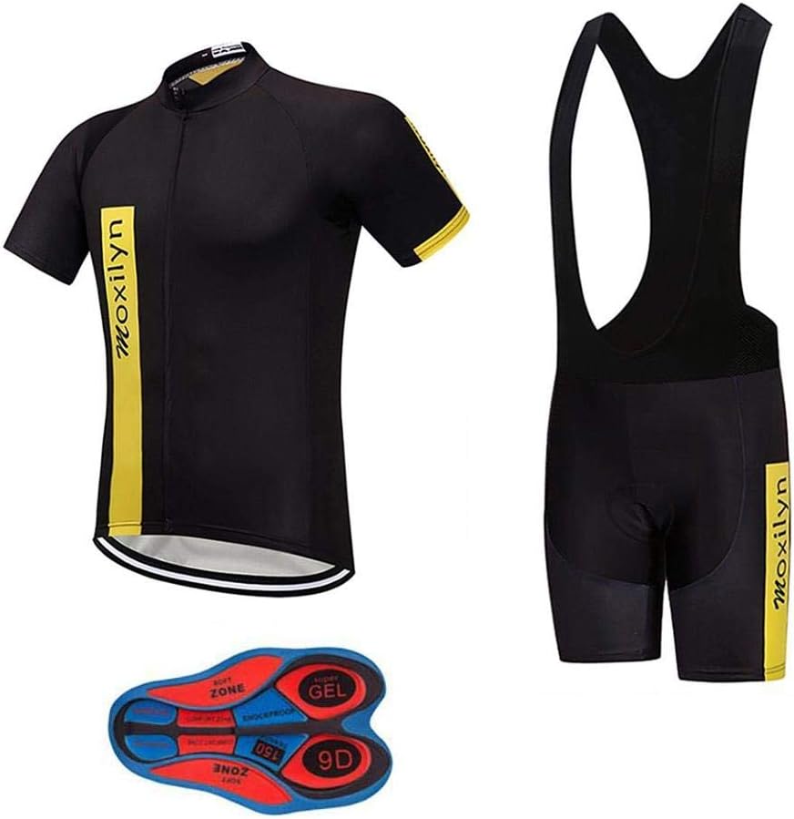 Men's Quick-Dry Cycling Jersey Set Road Bike Bicycle Shirt + Bib Shorts with 9D Gel Pad MTB Riding Clothing Kit