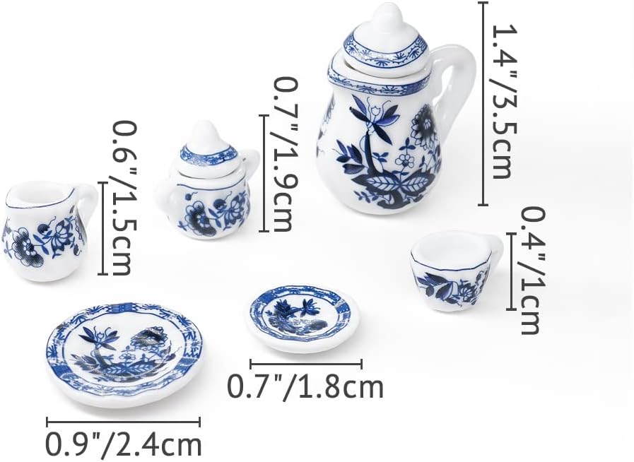 Odoria 1/12 Miniature Porcelain Tea Set 15Pcs Dollhouse Decoration Accessories, Grapes