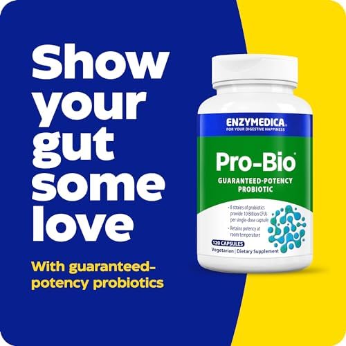 Enzymedica Pro-Bio Probiotic Supplement for Digestive & Gut Health - Daily Probiotic Capsules for Women & Men, 10 Billion CFU, Helps Reduce Gas & Bloating, Stomach Acid Resistant - 30 Caps