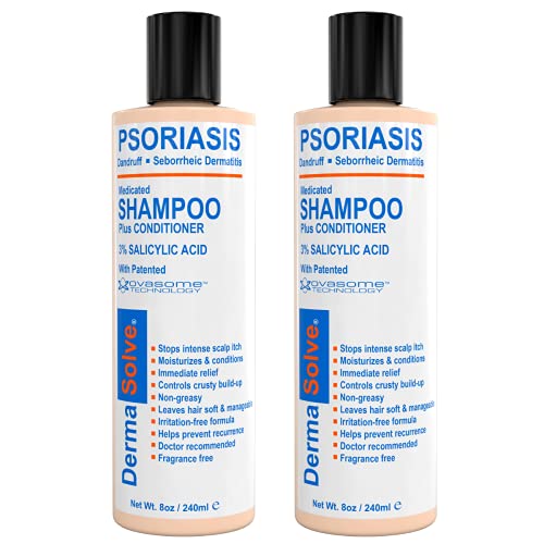 Dermasolve Psoriasis, Seborrheic Dermatitis & Dandruff Shampoo plus Conditioner. Naturally Heals Itchy Flakey Inflamed Skin and Provides Soothing Moisturizing Relief. (8.0 oz)