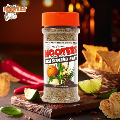 The Original Hooters Seasoning Salt - Onion & Garlic Flavored All Purpose Blend for Meat, Fries, Burger, Seafood, Beef, Salad, Chicken Seasoning - 147 Servings - 6.5 oz