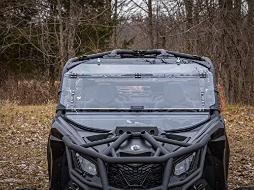 SuperATV Flip Windshield for Can Am Maverick X3 | 2017+ | 1/4" Polycarbonate Scratch-Resistant Windshield, Maverick X3 Models (See Fitment), Clear, USA Made