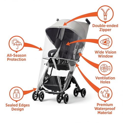 gb Rain Cover for Pockit Stroller, Clear | Waterproof & Windproof, Baby Stroller Protector, With Zipper, Rain Shield for Infant Toddler Travel