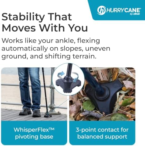 HurryCane Freedom Edition Foldable Walking Cane with T Handle