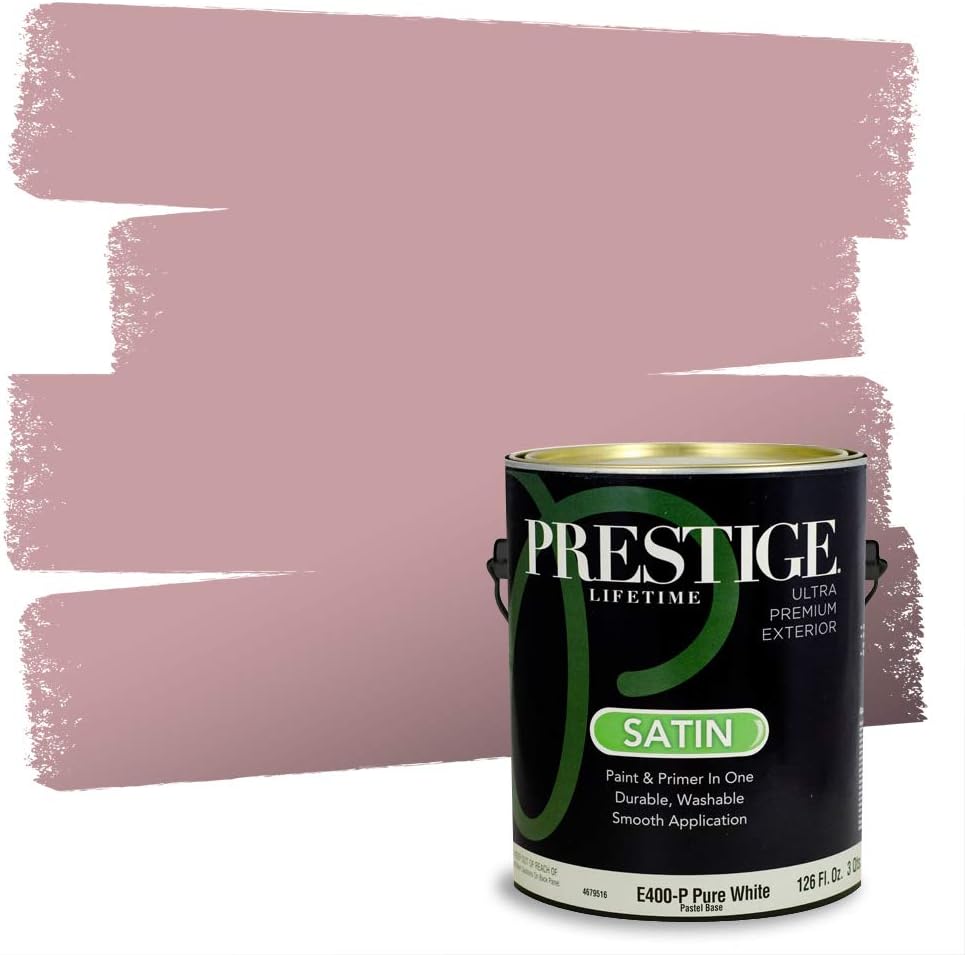 PRESTIGE E500-P-SW6303 Exterior Paint and Primer in One, 1-Gallon, Semi-Gloss, Comparable Match of Sherwin Williams Rose Colored, 1 Gallon, SW17-Rose