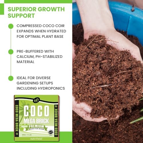 Coco Mega Brick 5kg | Compressed Coconut Coir Block Expands to 55L | Premium Quality Hydroponic Growing Medium, Pre-Buffered
