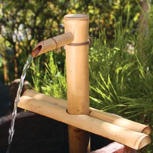 12" Adjustable Bamboo Fountain Kit with Pump – Classic Zen Water Feature for Bowls, Basins, Water Gardens & Patio Decor