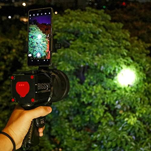 BIGSUN Q953 Rechargeable Spotlight,100000 High Lumen LED Flashlightv with COB Flood Light, Built-in 10,000 mAh Li-Ion Battery for Patrol, Working, Hunting, Red Lens and Tripod