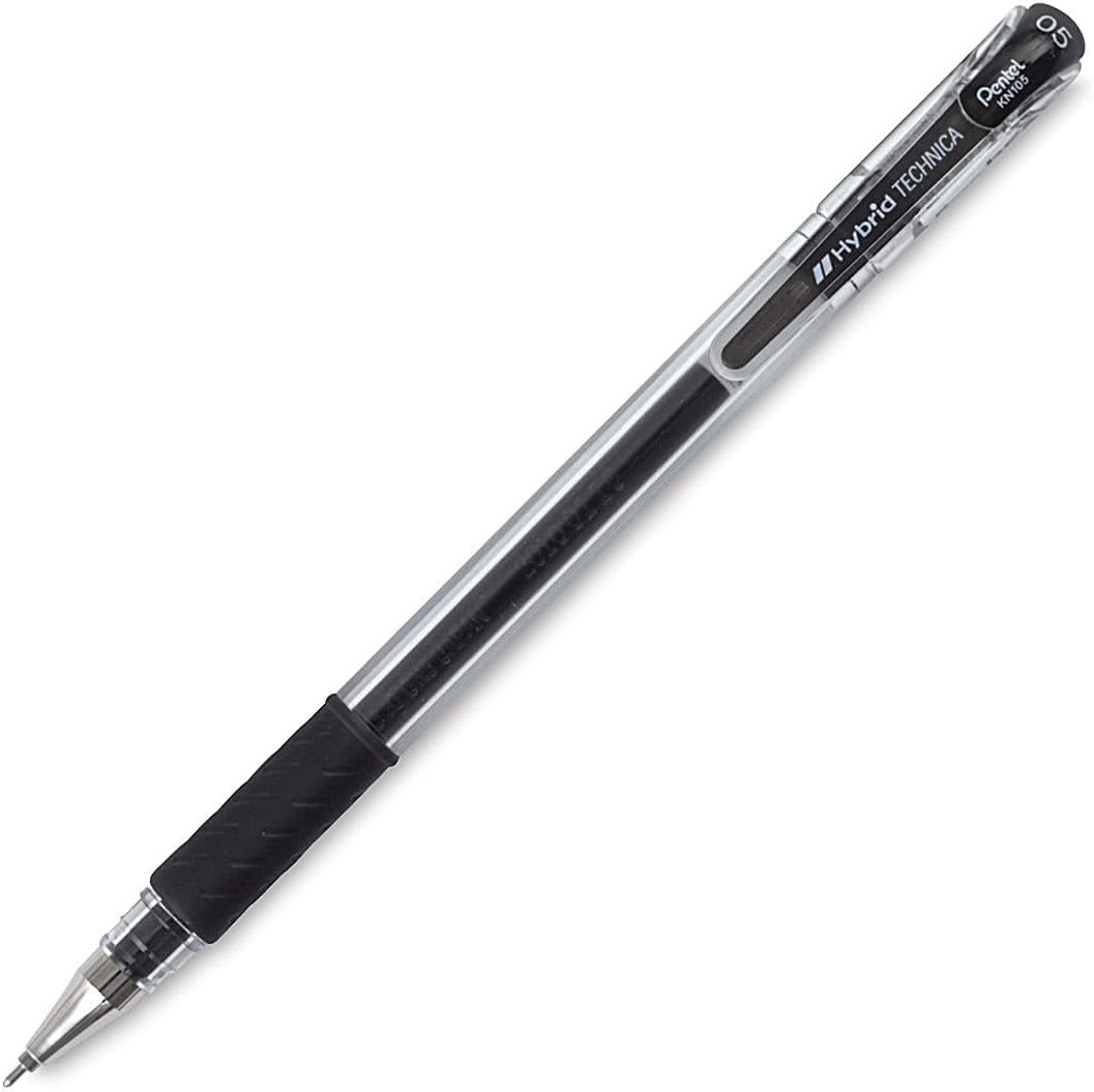 Pentel Arts Hybrid Technica Pen, (0.3mm), Ultra Fine Point, Black Ink, Box of 12 (KN103-A)