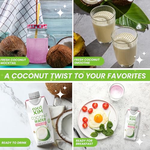 COCOXIM Ready to Drink Coconut Water with Lotus Seed, 11 oz, Pack of 12