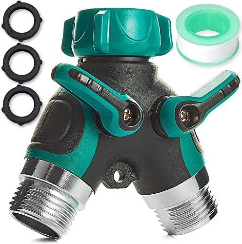 Garden Hose Splitter 2 Way Heavy Duty, Strong & Durable Garden Y Hose Splitter Connector Metal Body, Faucet Splitter, Hose Adapter, Water Tap Outdoor