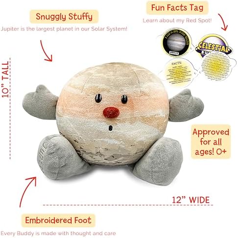 Celestial Buddies Jupiter Buddy | 12" Soft Stuffed Plush, Embroidered Features, Fun Planet Facts Tag for Kids – STEM Learning, Educational Gift