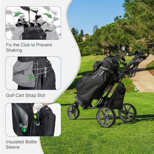 KVV Top-Moded Organizer Cart Bag, Premium Silent Golf Bag with Dual Handles, 14 Club Locking Slots for Men
