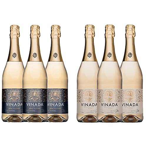 VINADA - Sparkling Gold & Rosé Variety Pack - Zero Alcohol Wine - 750 mL (6 Glass Bottles)