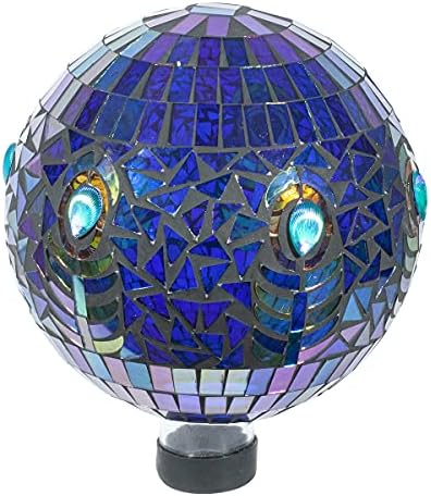 Echo Valley Products 8243 Translucent Peacock Mosaic Gazing Globe Outdoor Décor for Lawns and Gardens, Blue, 10 inches