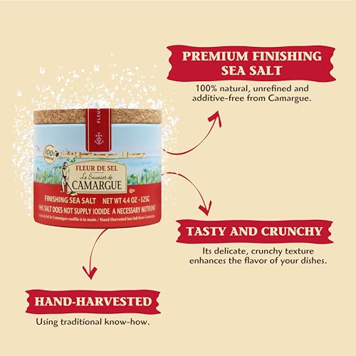 Le Saunier De Camargue | French Fleur Del Sel | Finishing Sea Salt, 4.4 oz (Pack of 4)