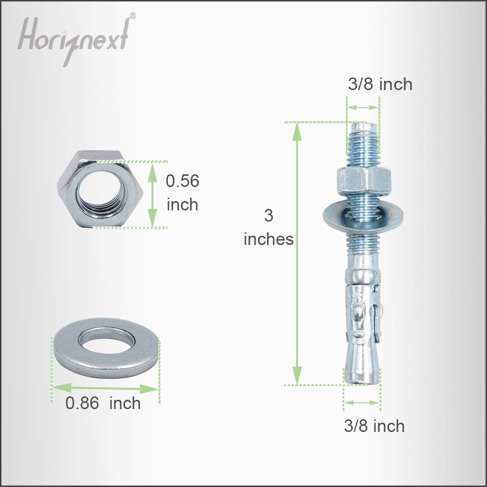 3/8 Concrete Anchors, Concrete Wall Anchors, Metal Wedge Bolts