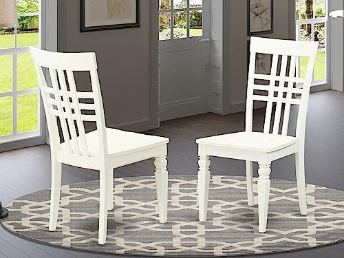 East West Furniture LGC-BCH-W Logan Dining Room Chairs - Stylish Back Solid Wood Seat Chairs, Set of 2, Black & Cherry