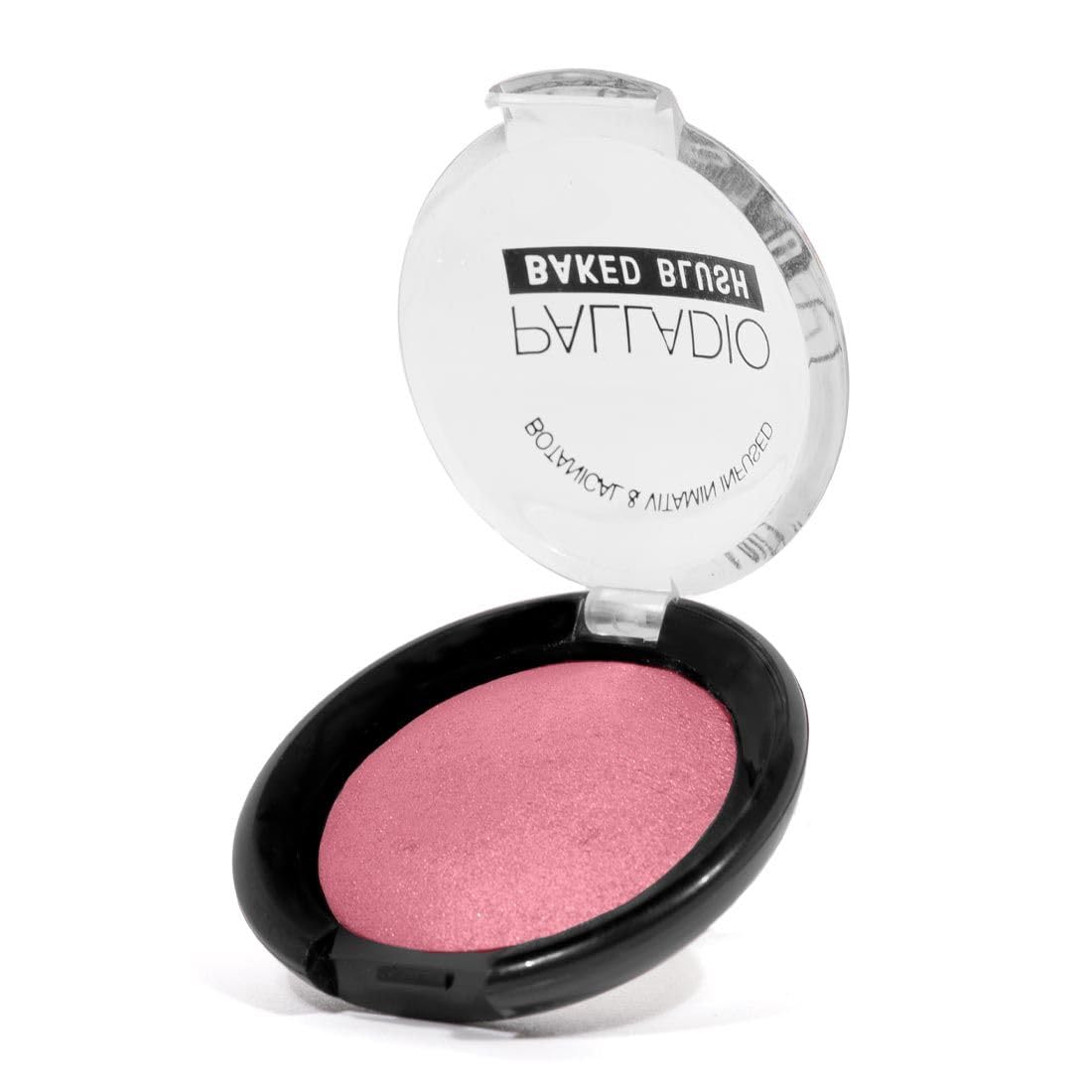 Palladio Baked Blush, Highly Pigmented Shimmery Formula, Easy to Blend and Highly Buildable, Apply Dry for a Natural Glow or Wet for a Dramatic Luminous Look, Long Lasting for All day Wear, Berry