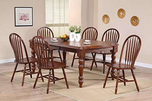 Sunset Trading Andrews Windsor Arrowback Dining Side Chair | Chestnut Brown Solid Wood | Set of 2 Fully Assembled Sidechairs