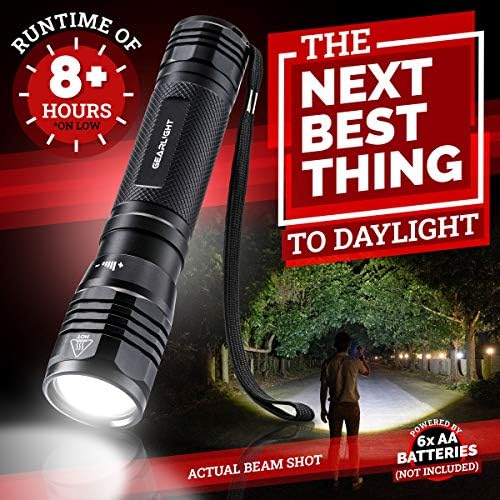 GearLight High-Powered LED Flashlight S1200 - Mid Size, Zoomable, Water Resistant, Handheld Light - High Lumen Camping, Outdoor, Emergency Flashlights - S1200-1 Pack, (Batteries Not Included)