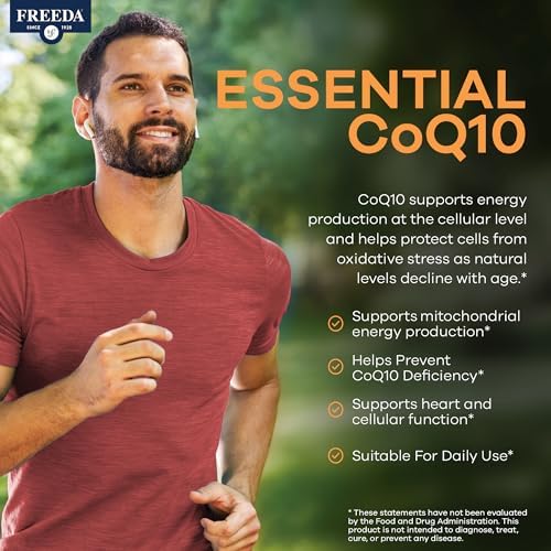 FREEDA CoQ10 100mg - Kosher Coenzyme Q10 Dietary Supplement for Cardiovascular Heart Health, Blood Pressure Support, Oral Gum Health