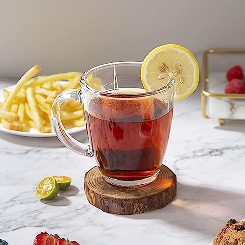 D.M DESIGN·MASTER [6 PACK, 12 OZ - Premium Glass Coffee Mugs with Handle. Transparent Tea Glasses for Hot/Cold Beverages