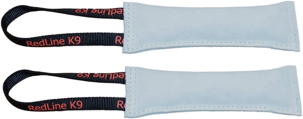 Redline K9 Bundle of 2 Premium Leather Bite Tug Toy 1 Handle 3 inch X 10 inch Dog Tug Toy