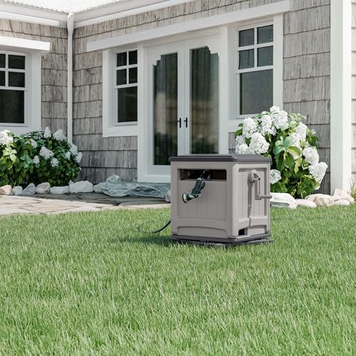 Suncast 225 ft. Swivel Hideaway Hose Reel with Hose Guide and Crank Handle, Mocha/Taupe