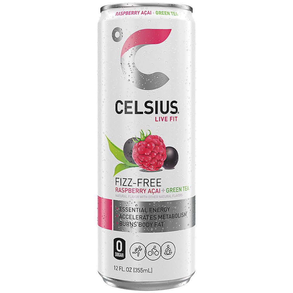 CELSIUS Sparkling Peach Vibe, Functional Essential Energy Drink 12 Fl Oz (Pack of 4)