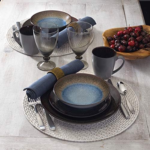 Pfaltzgraff 5239319 Monroe Blue 16-Piece Dinnerware Set, Assorted