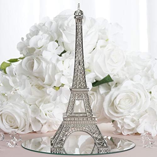 Simply Elegant 10" Metal Eiffel Tower Statue Decor Centerpiece Great for Weddings and Paris Themed Parties (Silver)