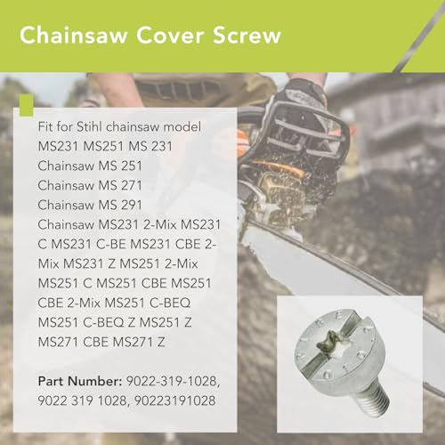 10Pcs Chainsaw Cover Screw Fits for Stihl Chainsaw Saw Models MS231 MS231C MS251 MS251C MS271 MS271C MS291 MS291C KMA135R FSA135R Replace