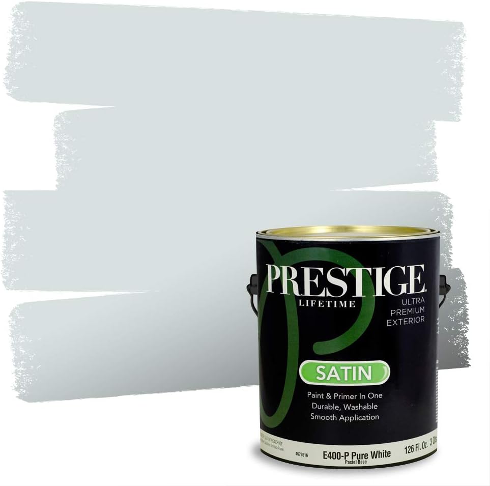PRESTIGE Paints E100-T-SW6241 Exterior Paint and Primer in One, 1-Gallon, Flat, Comparable Match of Sherwin Williams Aleutian, 1 Gallon, SW18-Aleutian