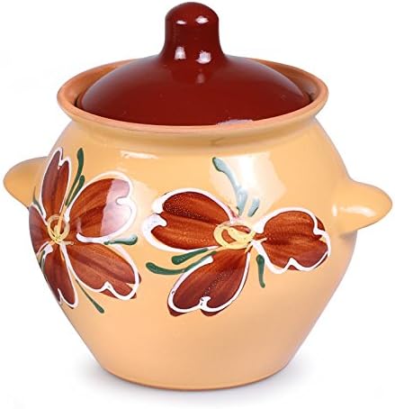 Stoneware Ramekin (Set of 2) - Clay Pots for Cooking (Beige)