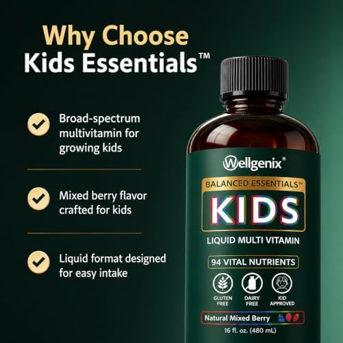 Wellgenix Balanced Essentials Kids Liquid Multivitamin, 16 Fl Oz