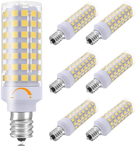 E12 LED Bulb Dimmable 7W Equivalent to 60W Halogen Bulb, Warm White 3000K T6 C7 E12 Candelabra Bulb 60 Watt for Ceiling Fan, Chandelier Lighting, AC120V Kx-2000 Bulbrite Replacement (6 Pack)