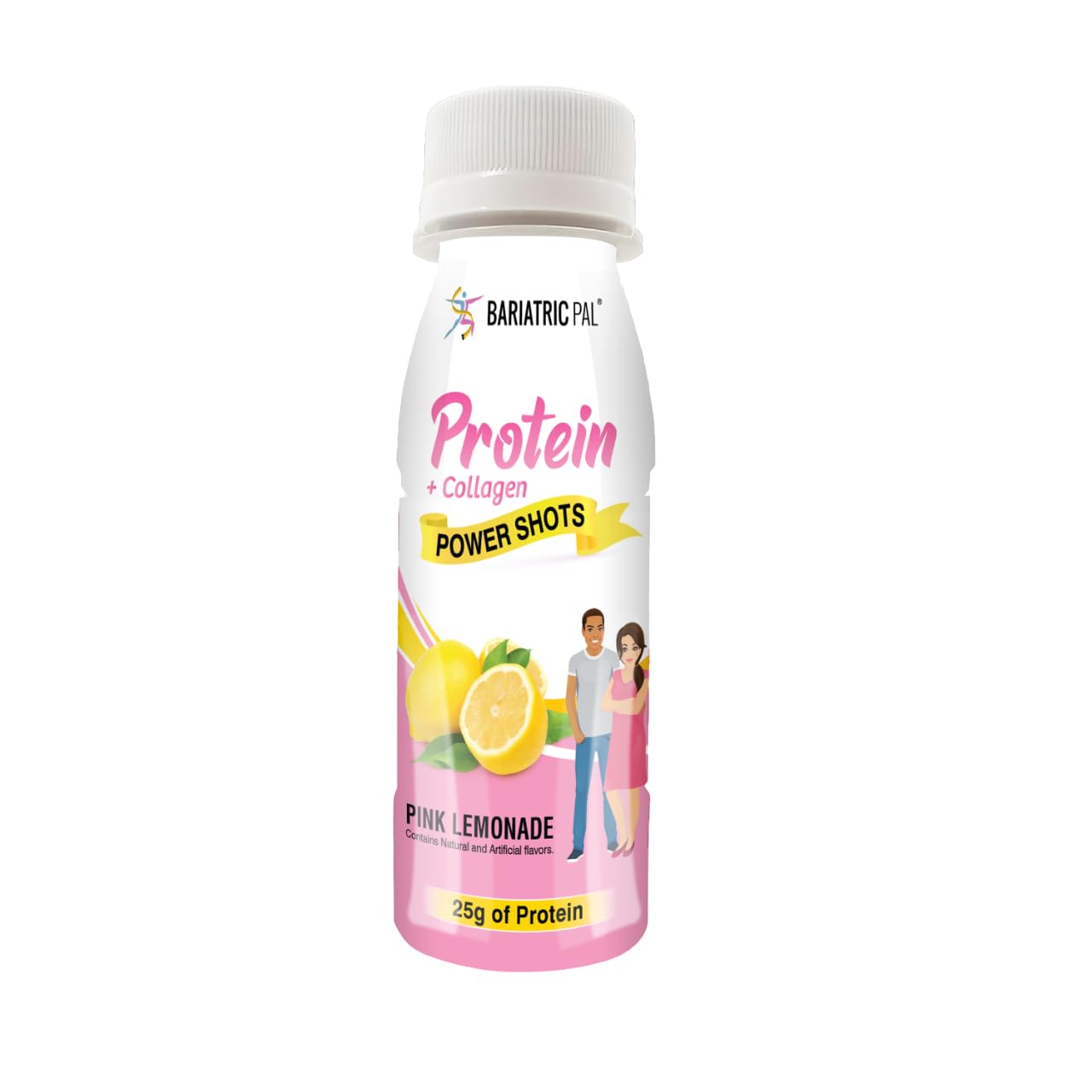 BariatricPal Ready-To-Drink 25g Whey Protein & Collagen Power Shots - Pink Lemonade (12 Bottles)
