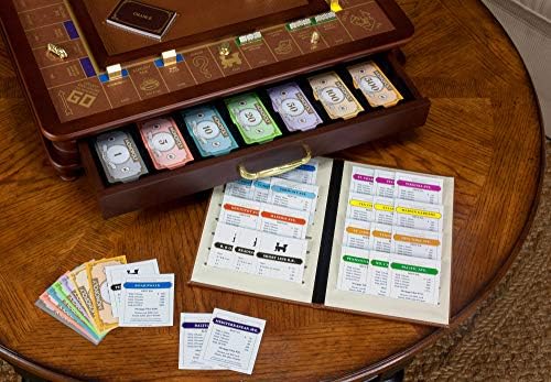 WS Game Company Monopoly Luxury Edition Wooden Board Game Set, 2-6 Players | Luxurious Wood Cabinet, Gold Foil Stamped Game Board