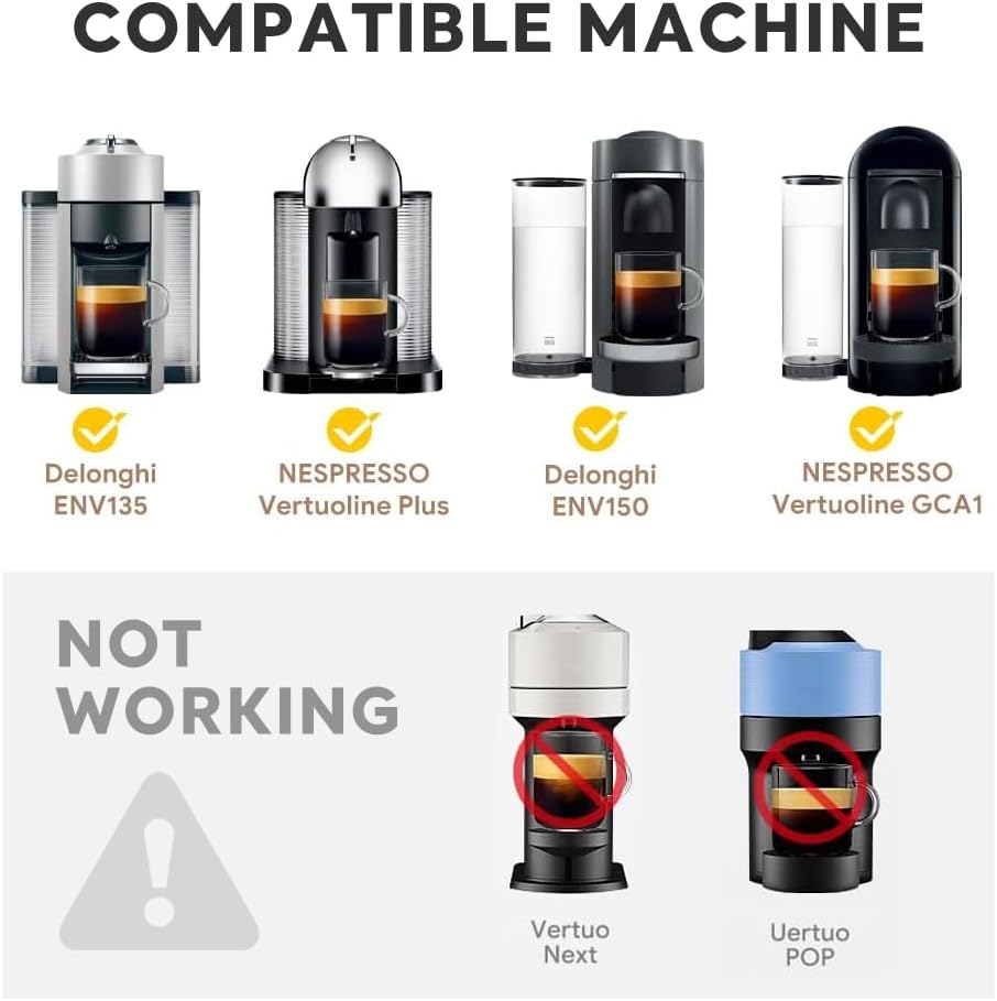 Stainless Steel Reusable Coffee Capsule, Metal Refillable Coffee Pod Brewing Espresso 70ML/2.40Z(SMALL), Compatible with N-espresso Ver-tuoPlus XN903/XN900 / Vertuo-line GCA1/ENV135/ENV150
