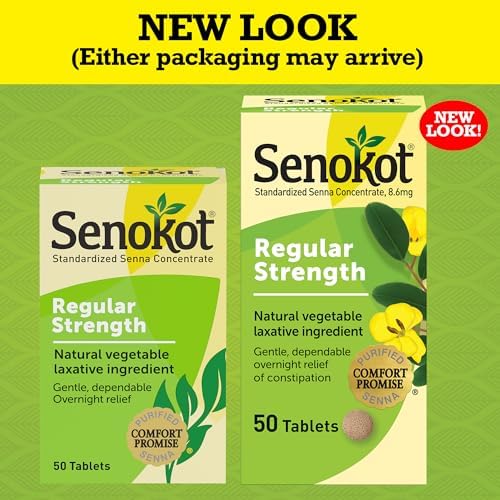 Senokot Regular Strength Laxatives for Constipation, Senna Tablets, 100 ct