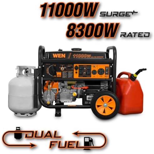 WEN 11,000-Watt 120V/240V Dual Fuel Portable Generator with Wheel Kit and Electric Start (DF1100T)