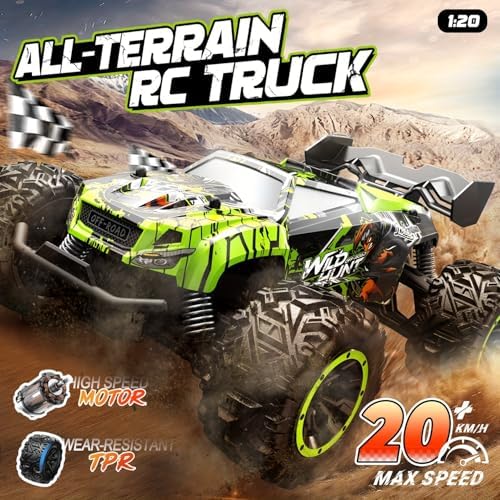 1/18 Scale High Speed RC Cars, 30KM/H 4WD Off-Road Remote Control Trucks for Adults and Kids Boys, All Terrain Truck Toys Gifts
