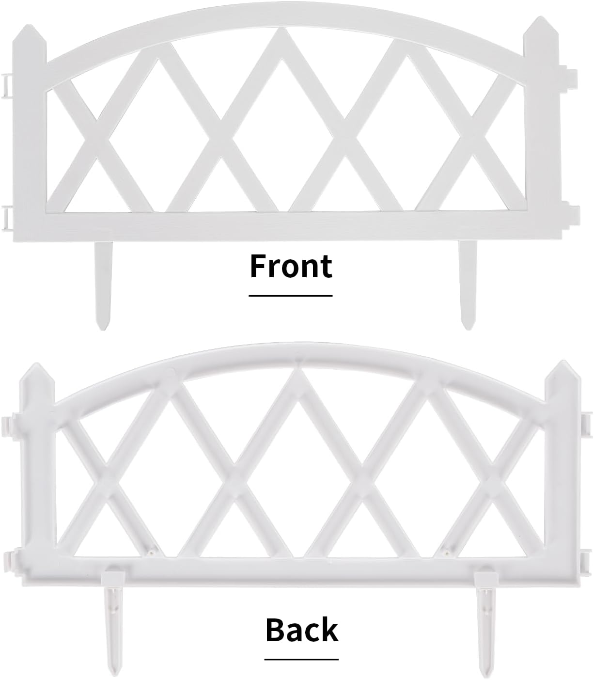 Sungmor Plastic Garden Fence Border Set - Lightweight Decorative Landscape Edging Panels, White Flower Bed Lawn Border - Easy Install for Soft Soil