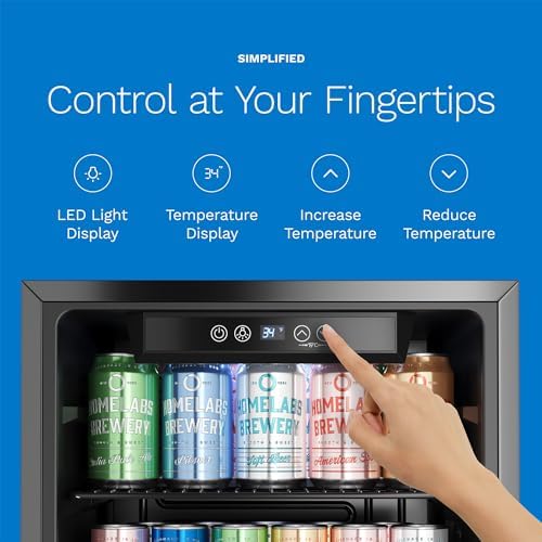 hOmeLabs Beverage Refrigerator and Cooler - Mini Fridge with Glass Door for Soda Beer or Wine - 120 Cans Capacity - Small Drink Dispenser Machine