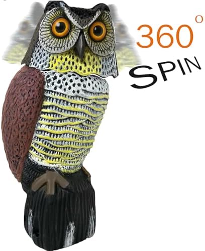 GiftExpress 16" Large Owl Decoy with Rotating Head – Realistic Garden Statue Bird & Squirrel Deterrent