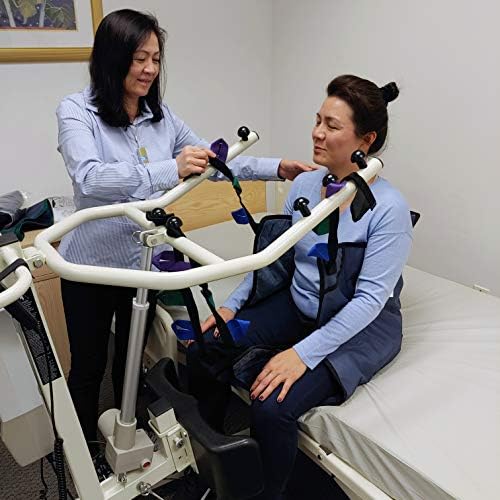 Stand Up Electric Patient Lift - Sit to Stand, Standing Lift, Rhino Lift with Manual Low Base - with Transport Sling (Large), 380 lb. Weight Capacity