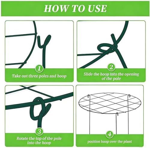 MTB Supply 5 Pack 36" x 18" Peony Double Ring Plant Support,Plant Support Stakes for Tomatoes Peony Lily Rose Plant Support Rings Peony Cages for Outdoor Plants Flowers Vegetables