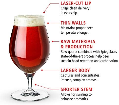 Spiegelau Barrel Aged Tulip Beer Glasses, Stylish Crystal Drinking Glasses for Craft Beers, Stouts, Belgian Ales, Sours, Cocktails, Gifts for Men, Bachelor Party, Elegant Glassware, 17.7 oz, Set of 2