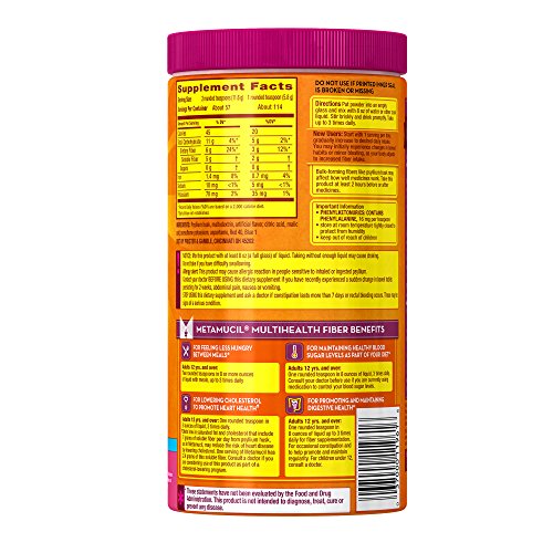 Metamucil Psyllium Fiber Supplement by Meta Berry Smooth Sugar Free Powder 114 Doses, 23.3 Ounce